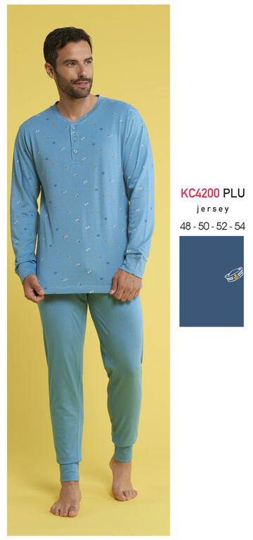 ART. KC4200 PLU- pigiama uomo m/l 100% cotone kc4200 plu - Fratelli Parenti